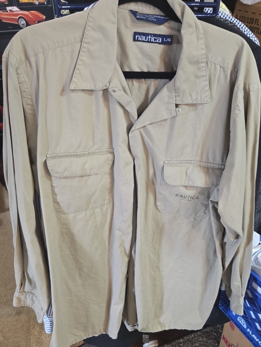 NWOT Nautica Men's Tan Lightweight Utility Shirt Jacket Large